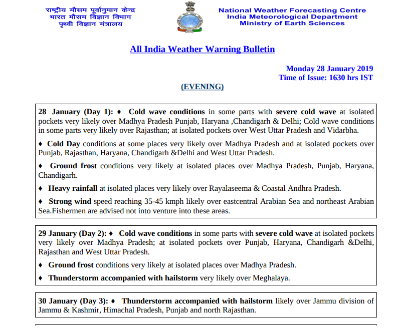 Weather Warning all India